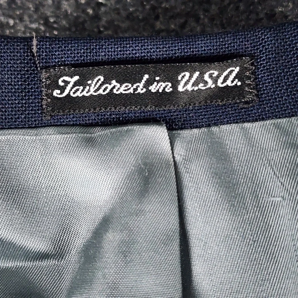 VTG Stafford Mens Navy Blue Hopsack Blazer Gold Crest Buttons USA Made Size 46R